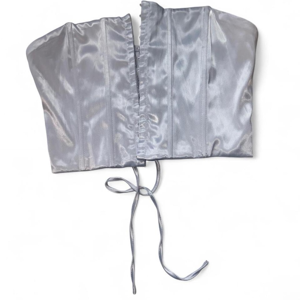 Satin Metallic Silver Corset